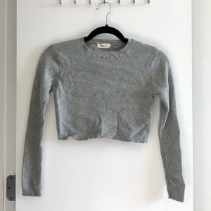 The Hanger Gray Ribbed Long Sleeve Sweater Crop Top